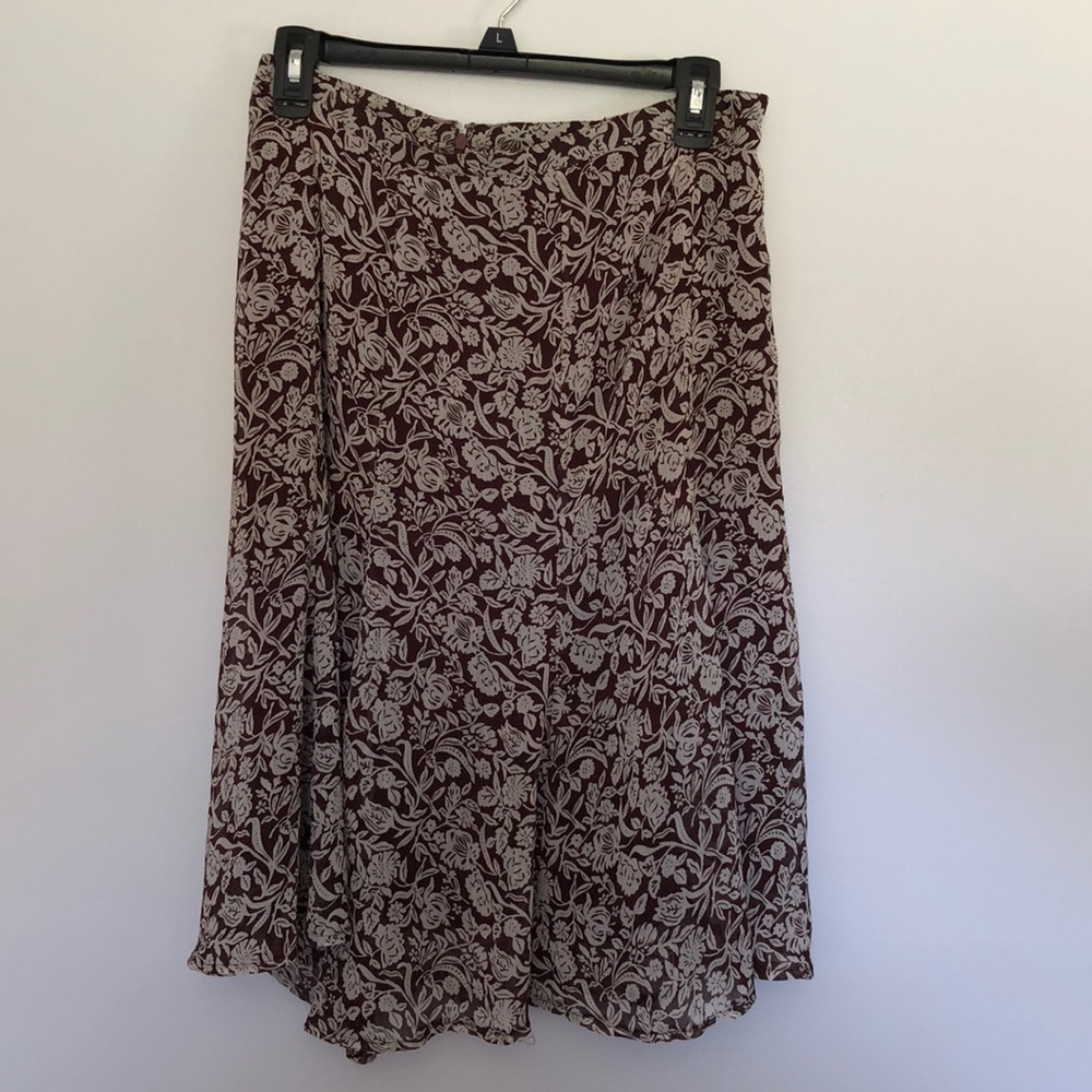 Sag Harbor brown flowered skirt size PM
